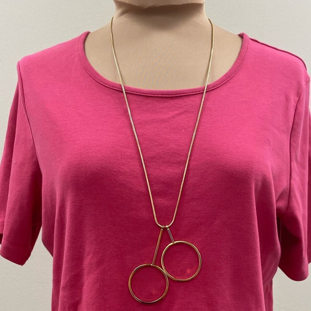 J. Crew gold long dangle open hoop pendant‎ necklace - Picture 4 of 4